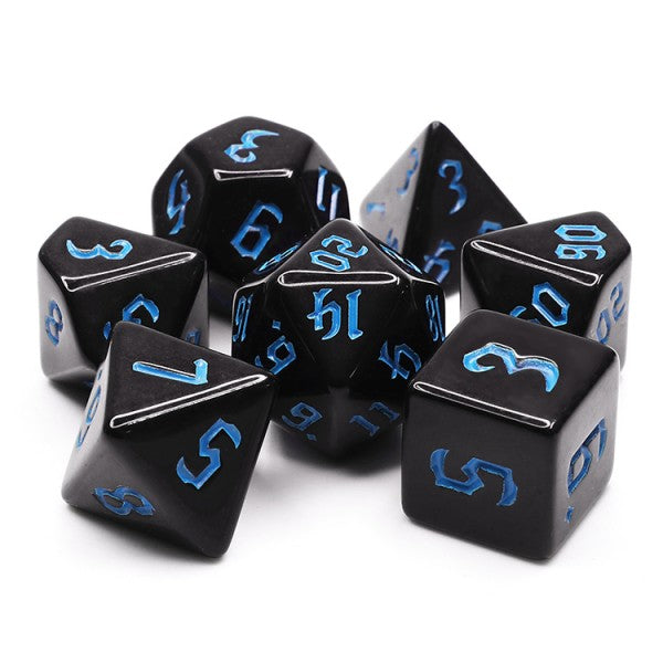 Chon Drite 7pc Dice Set inked in Blue